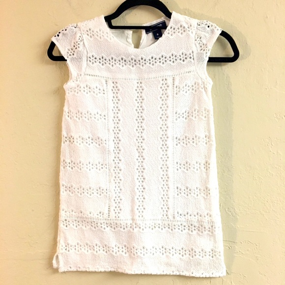 Girls Lands' End 100% Cotton Dress Size 8 white Eyelet Summer Vacation - Picture 1 of 8